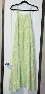 Pink Diamond Lime Green Floral Maxi Dress Whimsy